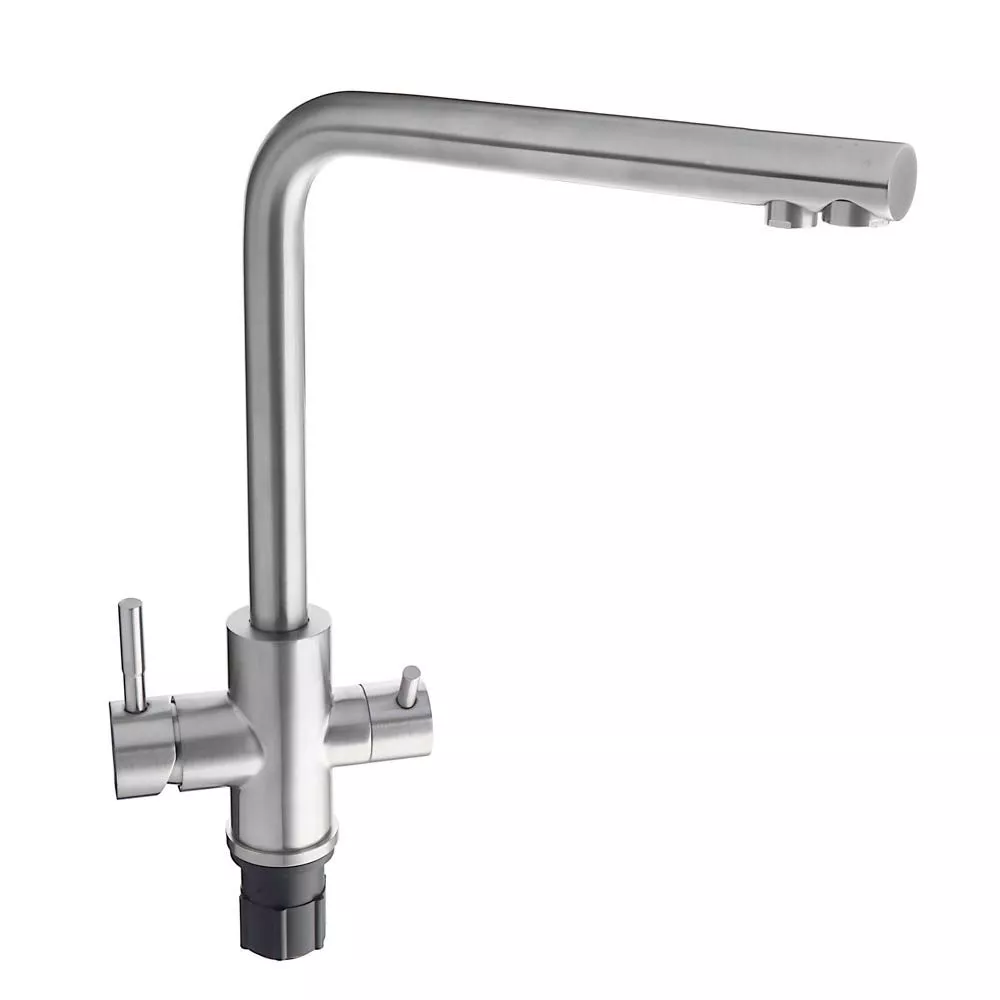 Смеситель для кухни с фильтром для пит. воды СоюзКран,SS01-G132, керам. картридж 35мм, нерж. сталь